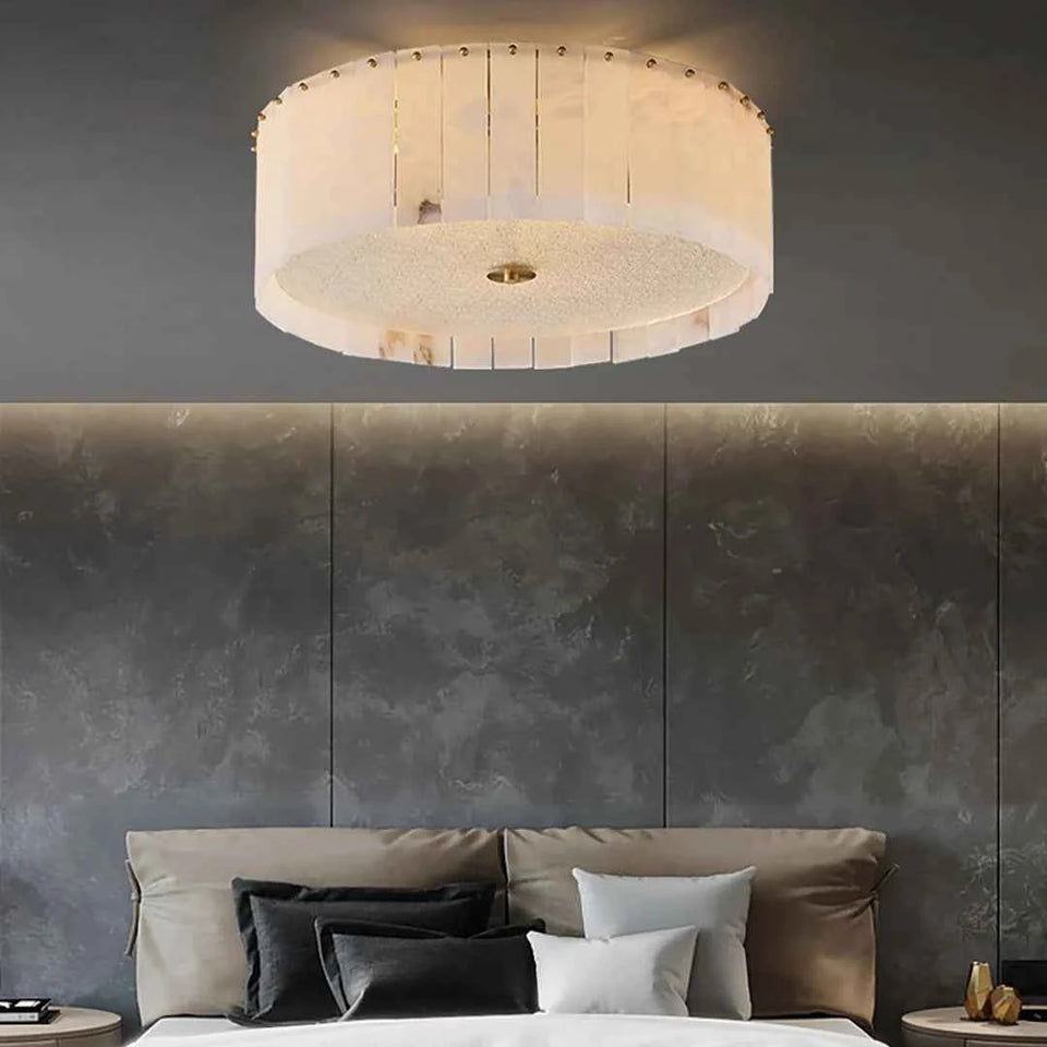 Alabaster Copper Round Ceiling Lamp