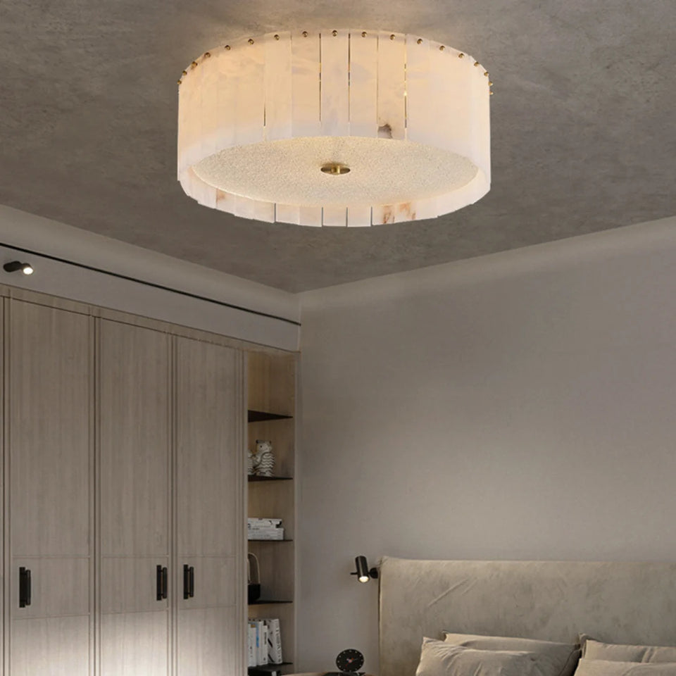 Alabaster Copper Round Ceiling Lamp