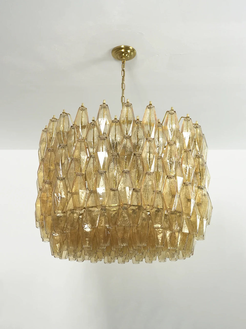 Amber Glass Prism Murano Style Chandelier