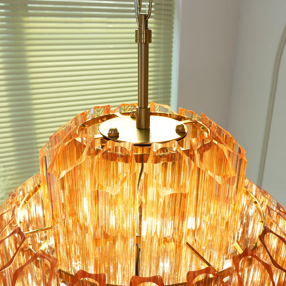Aurelie Amber Prism Tiered Chandelier