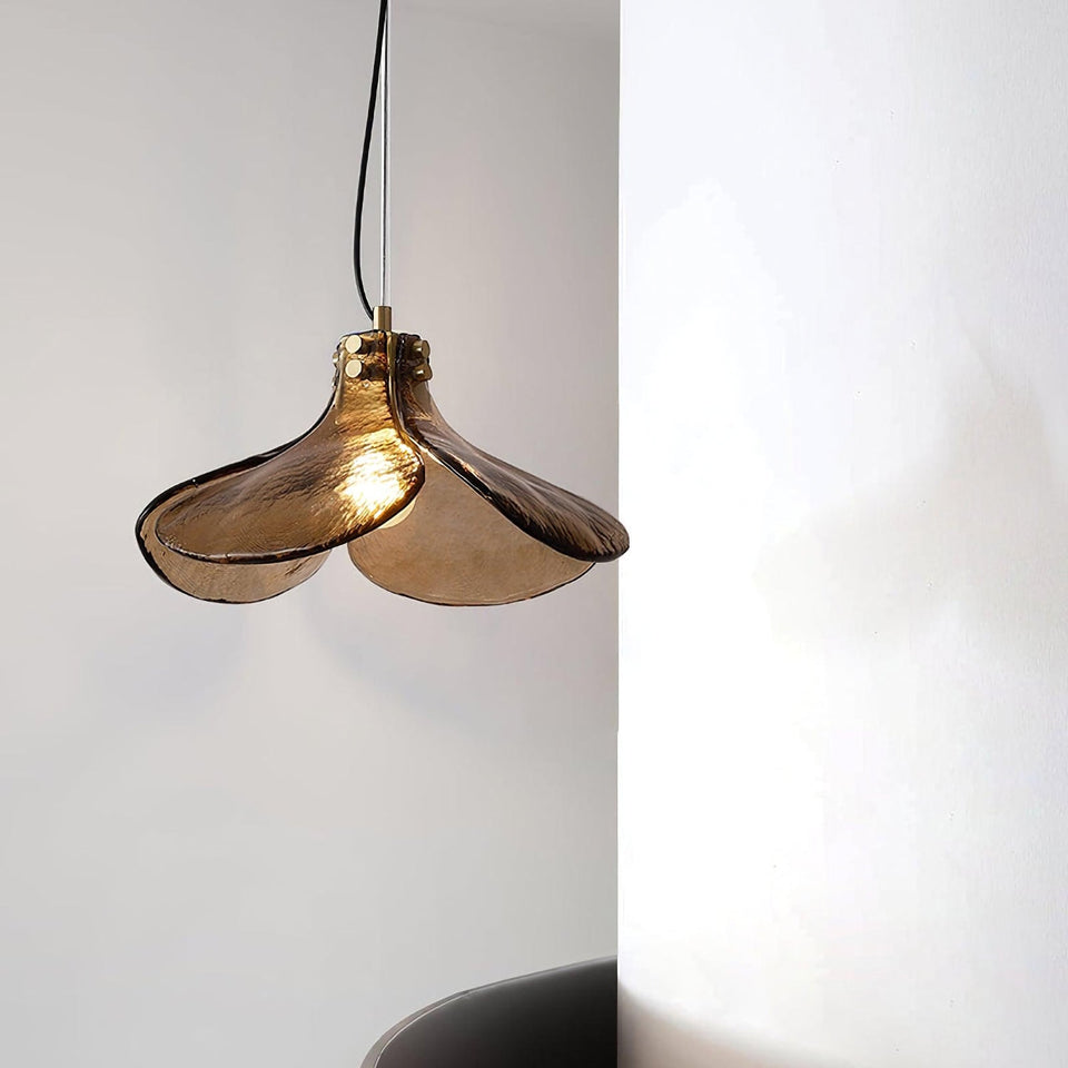 Amber Petal Glass Pendant Light