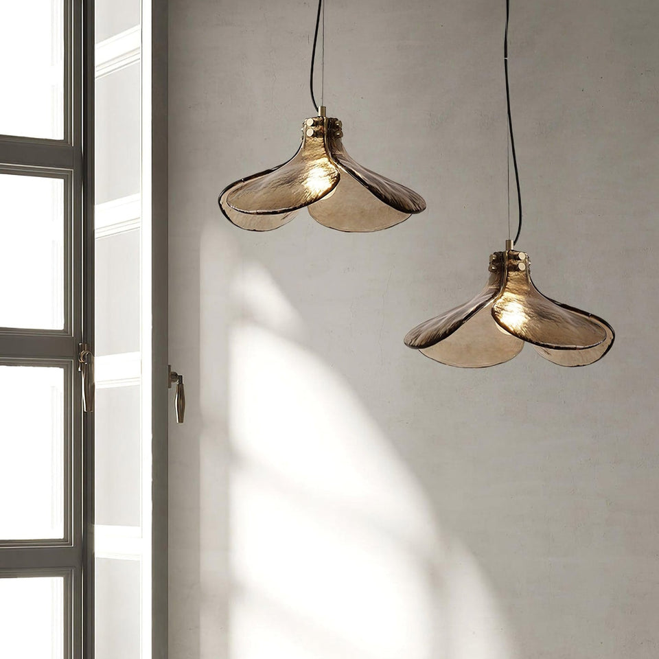 Amber Petal Glass Pendant Light