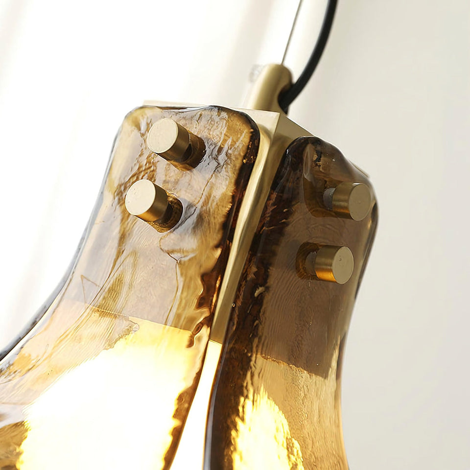 Amber Petal Glass Pendant Light