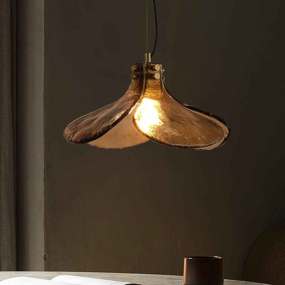 Amber Petal Glass Pendant Light
