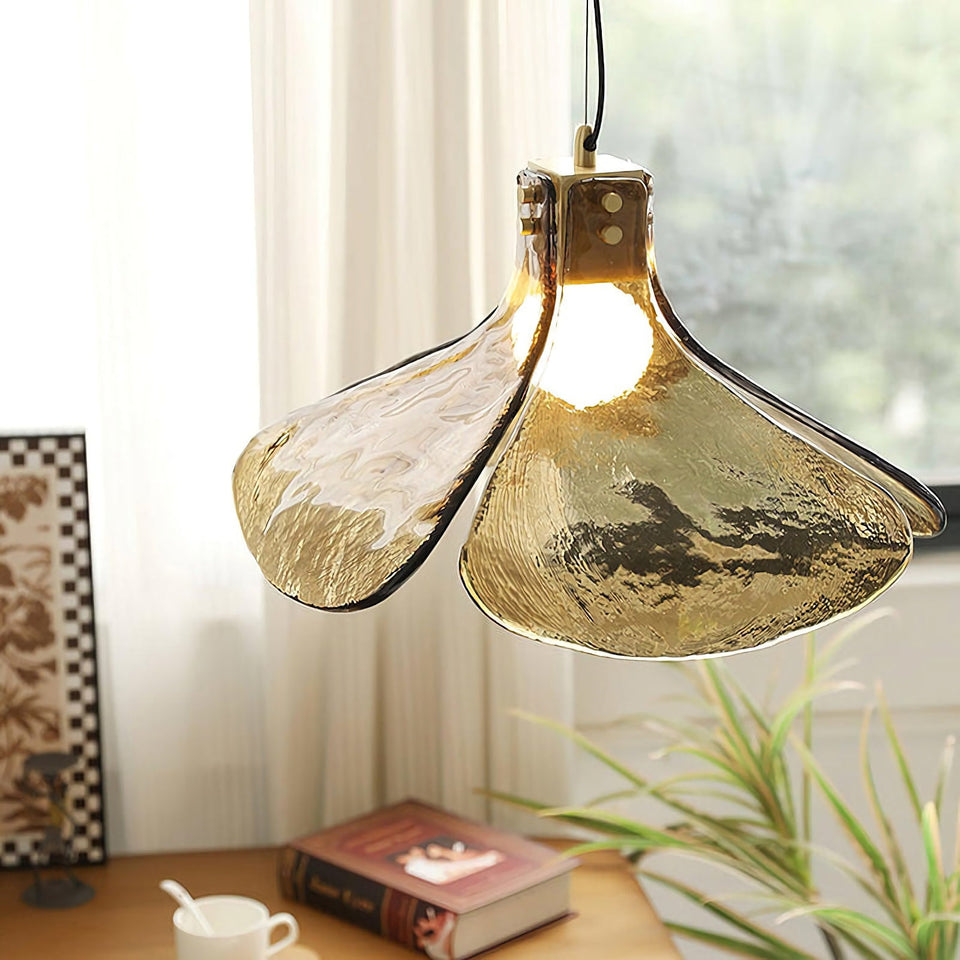Amber Petal Glass Pendant Light