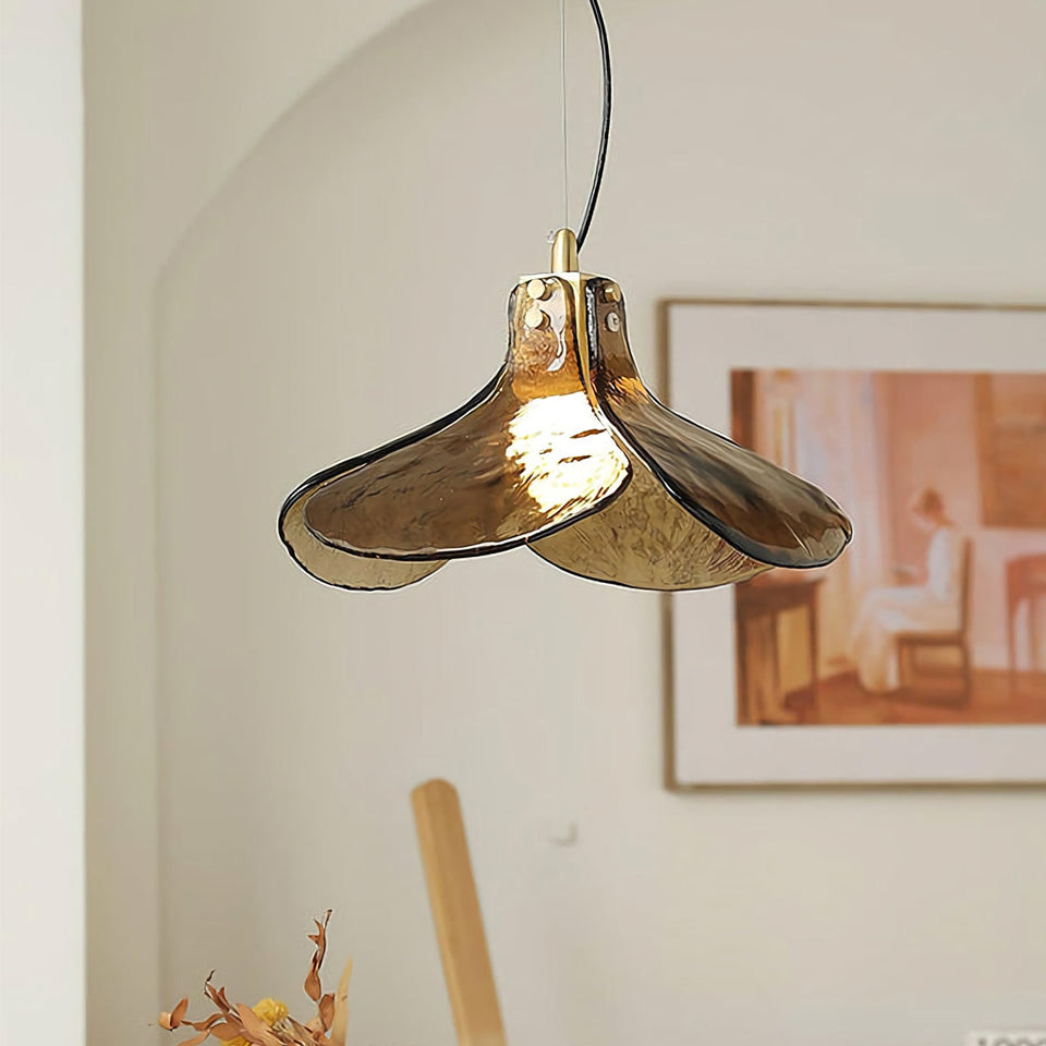 Amber Petal Glass Pendant Light