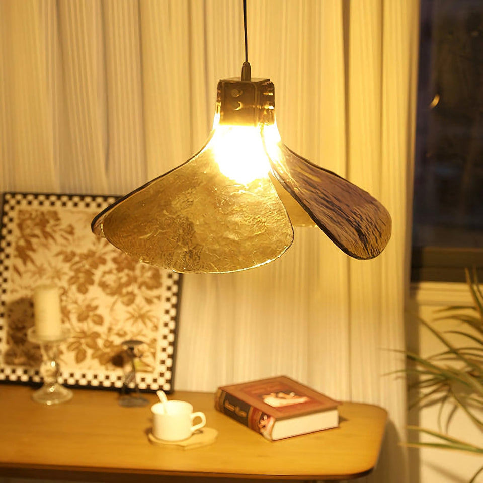 Amber Petal Glass Pendant Light