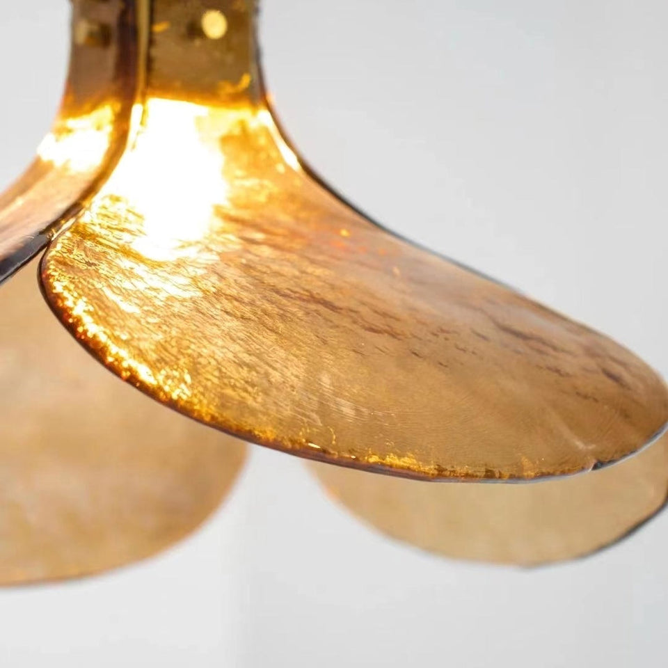 Amber Petal Glass Pendant Light