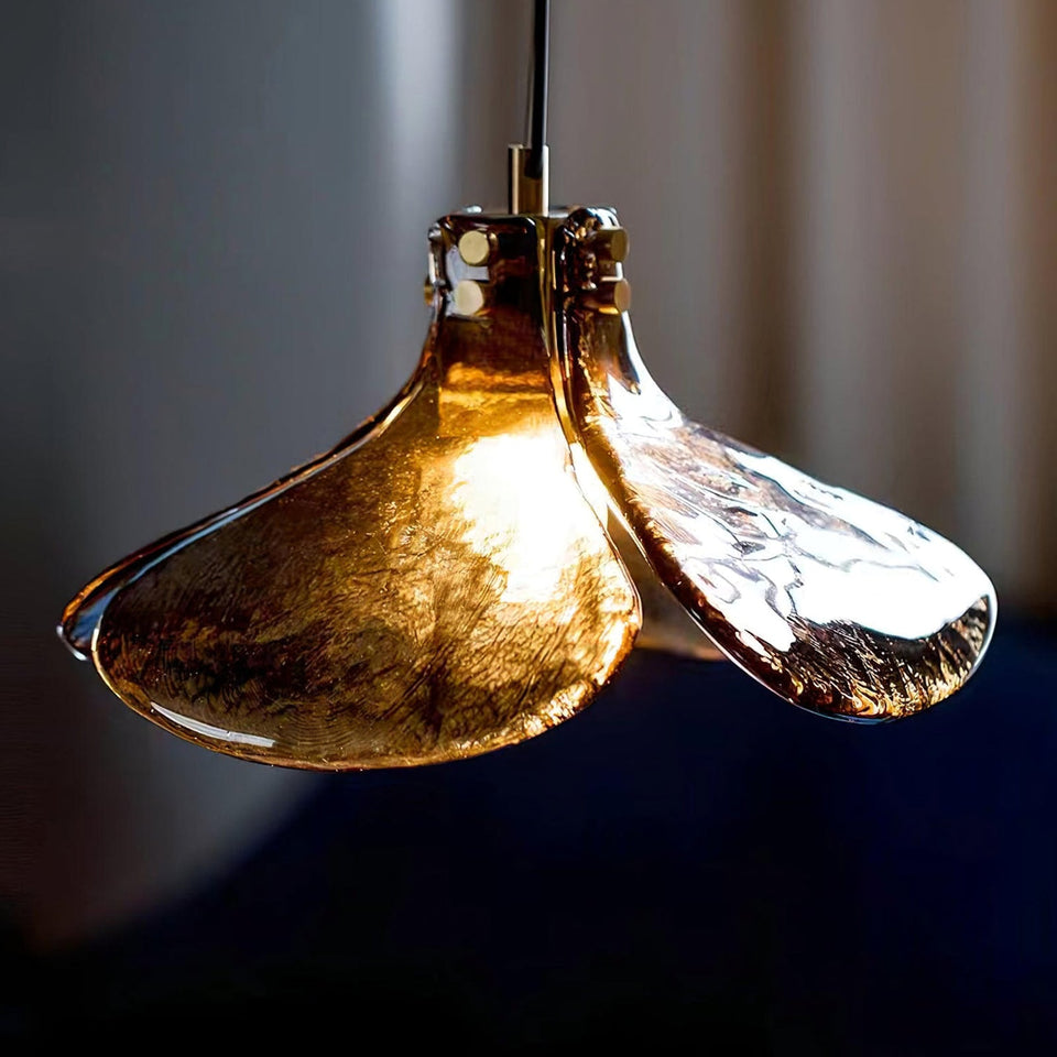 Amber Petal Glass Pendant Light
