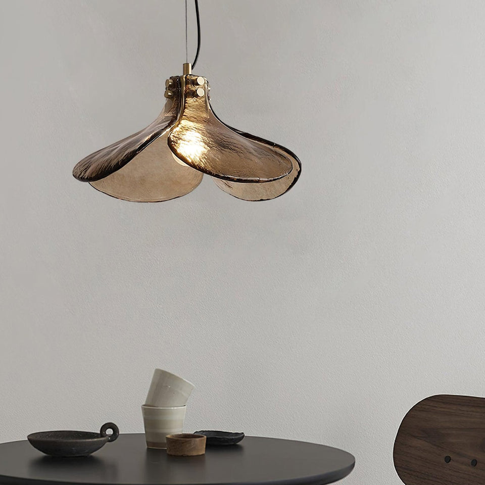 Amber Petal Glass Pendant Light