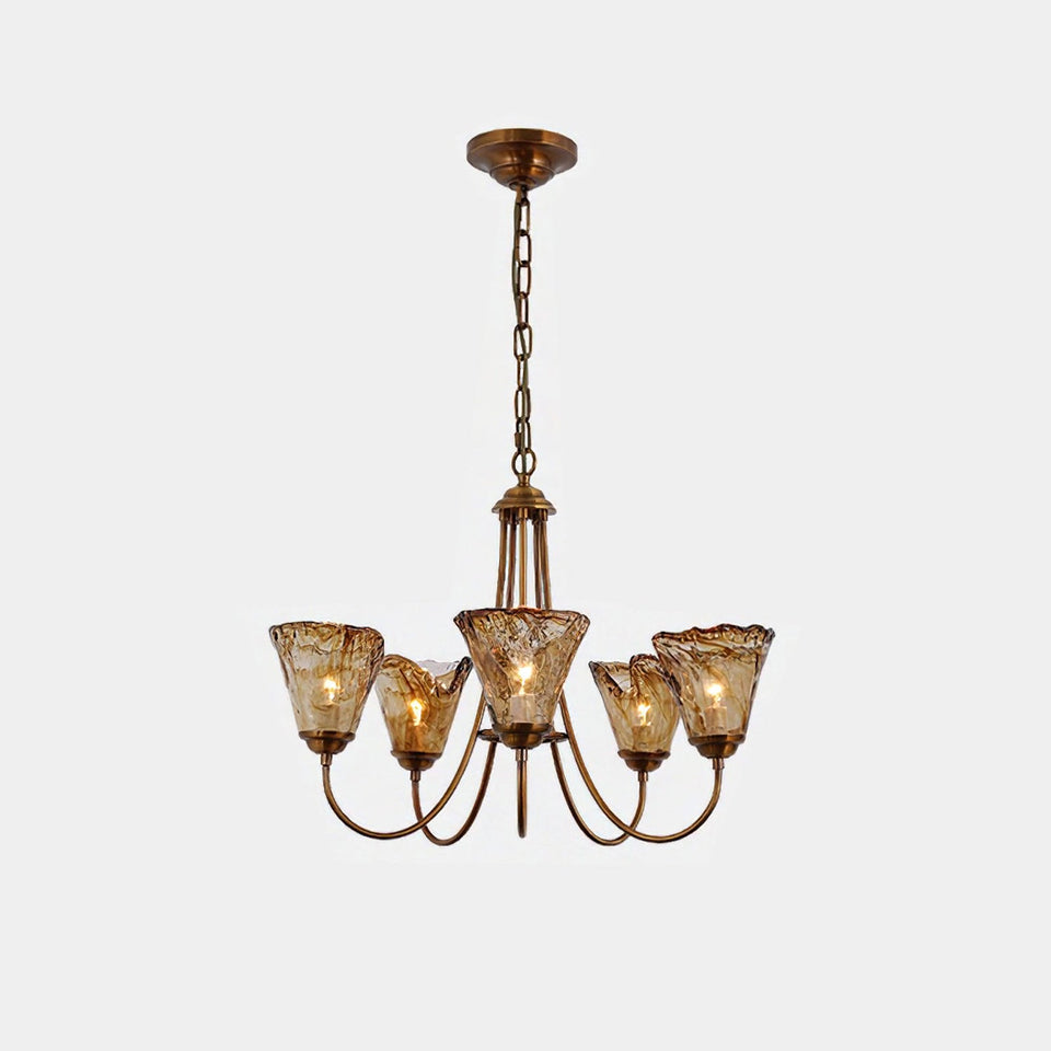 Amber Wavy Glass Chandelier
