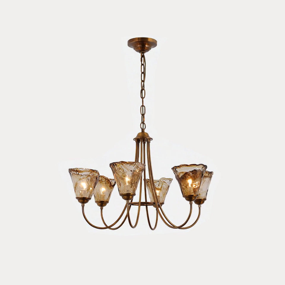 Amber Wavy Glass Chandelier