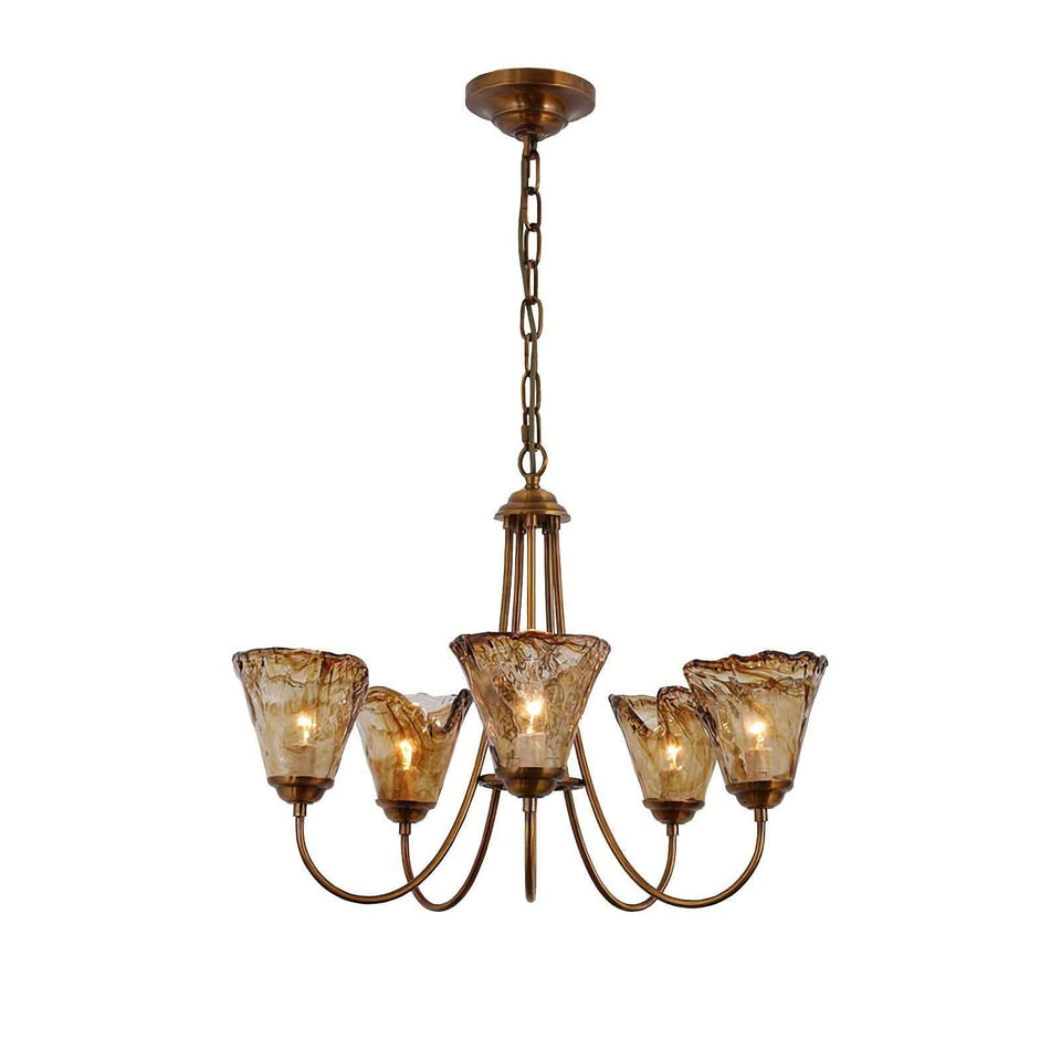 Amber Wavy Glass Chandelier
