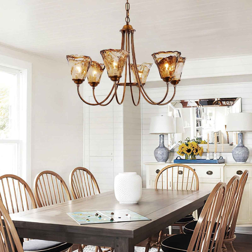Amber Wavy Glass Chandelier