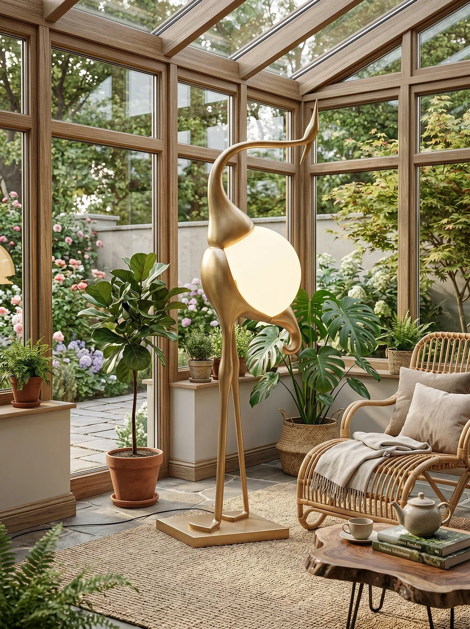 Animal Crane Art Deco Floor Lamp