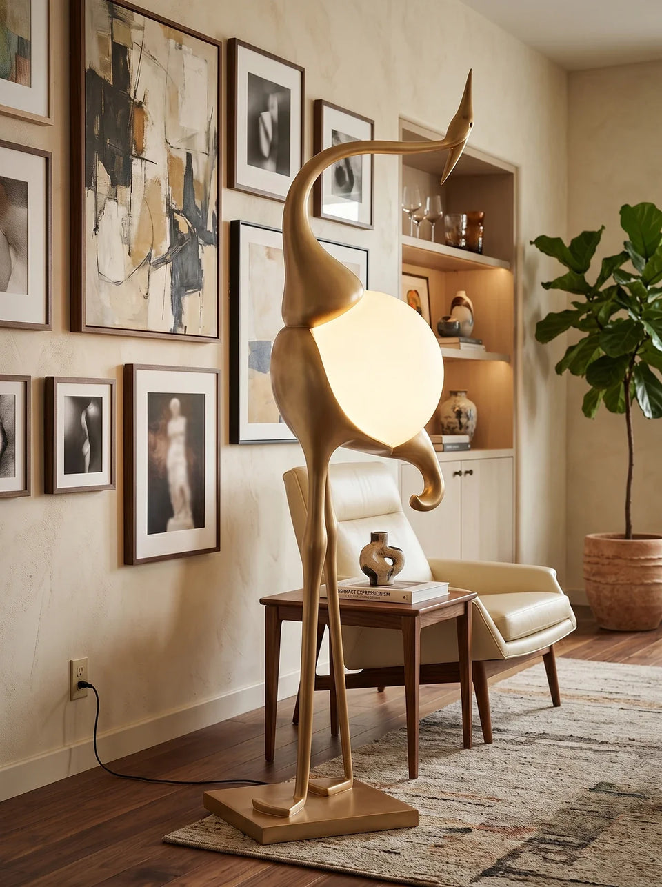 Animal Crane Art Deco Floor Lamp