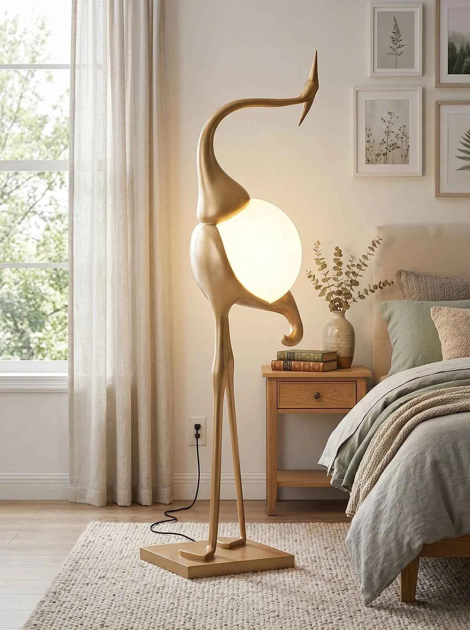 Animal Crane Art Deco Floor Lamp
