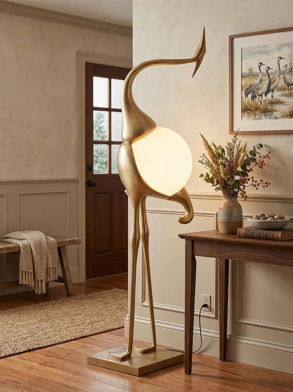 Animal Crane Art Deco Floor Lamp