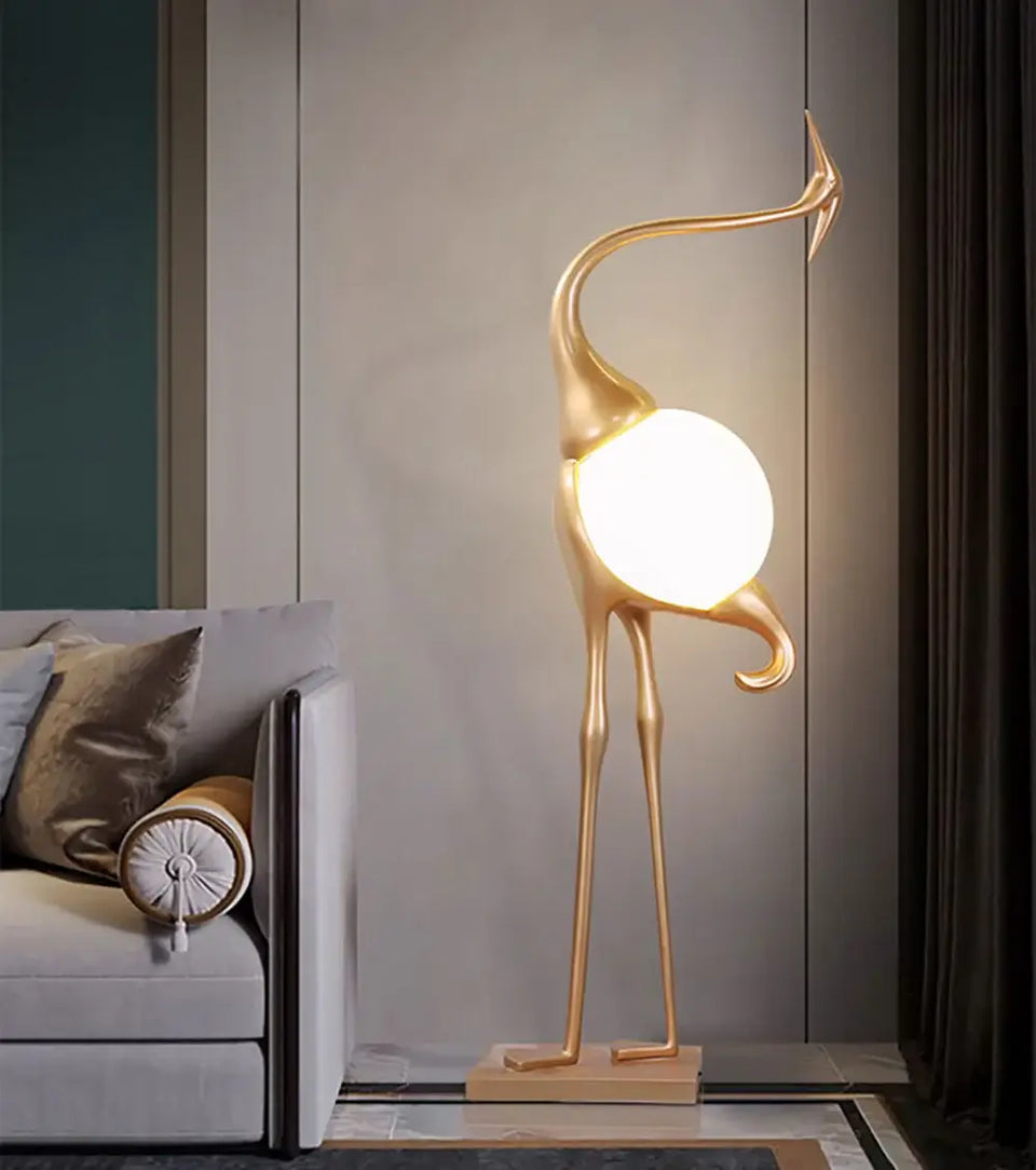 Animal Crane Art Deco Floor Lamp