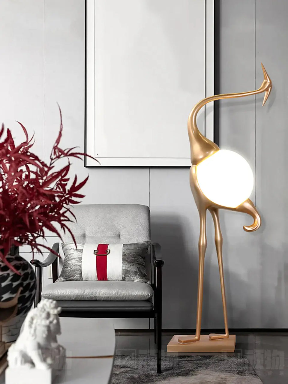 Animal Crane Art Deco Floor Lamp