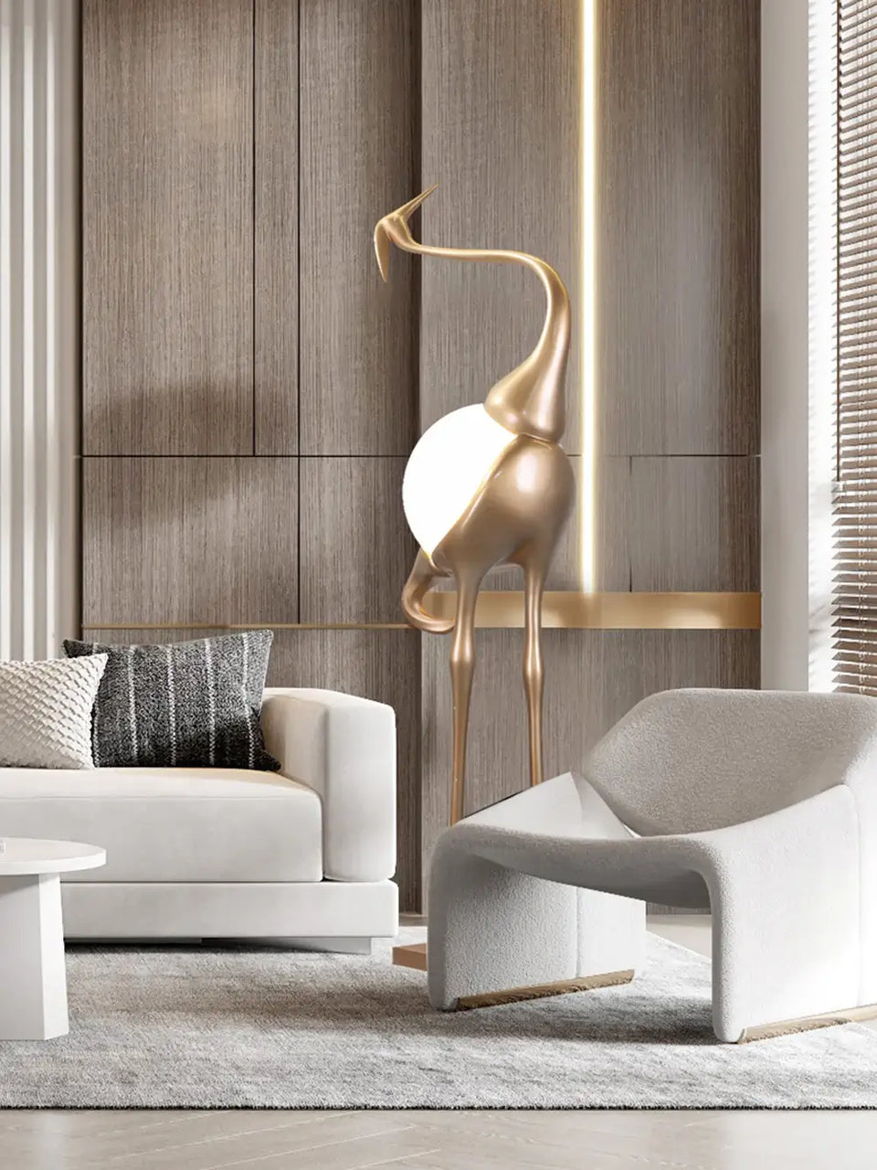 Animal Crane Art Deco Floor Lamp