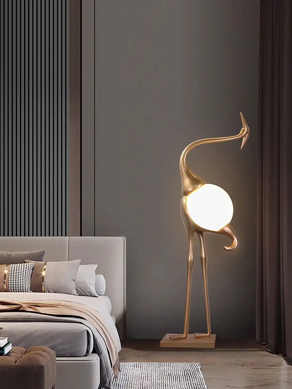 Animal Crane Art Deco Floor Lamp