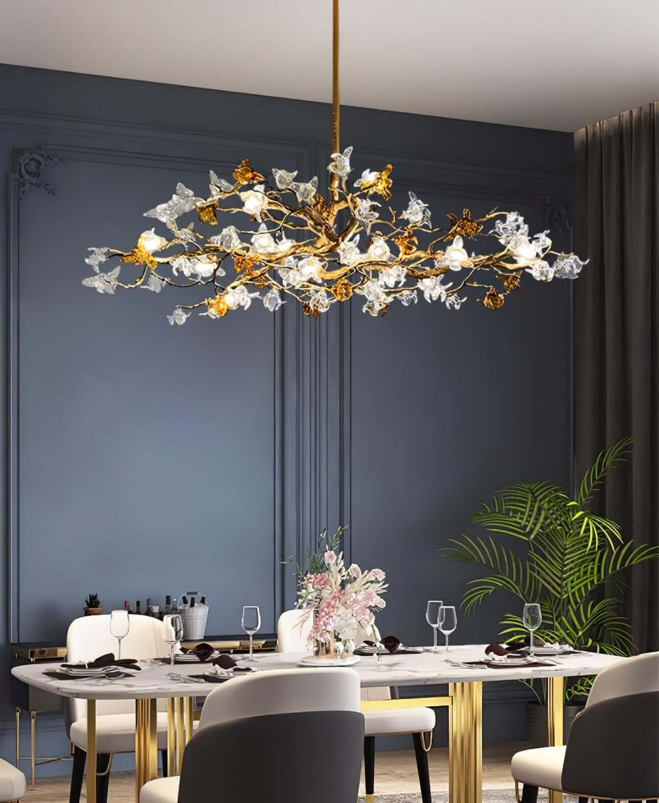 Aosta Brass Glass Flower Chandelier