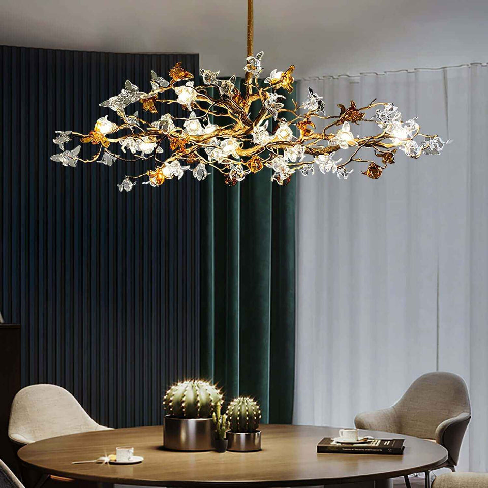 Aosta Brass Glass Flower Chandelier