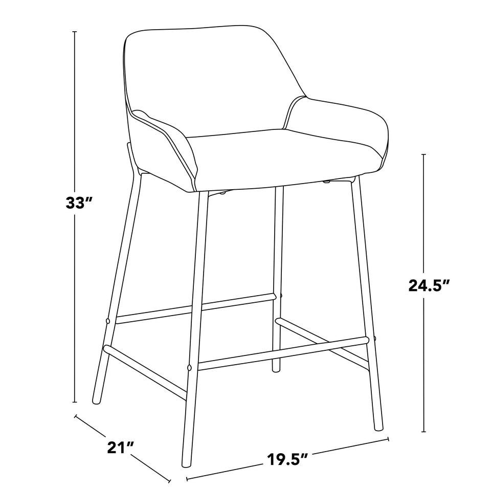 Daniella 24" Fixed-Height Counter Stool - Set of 2