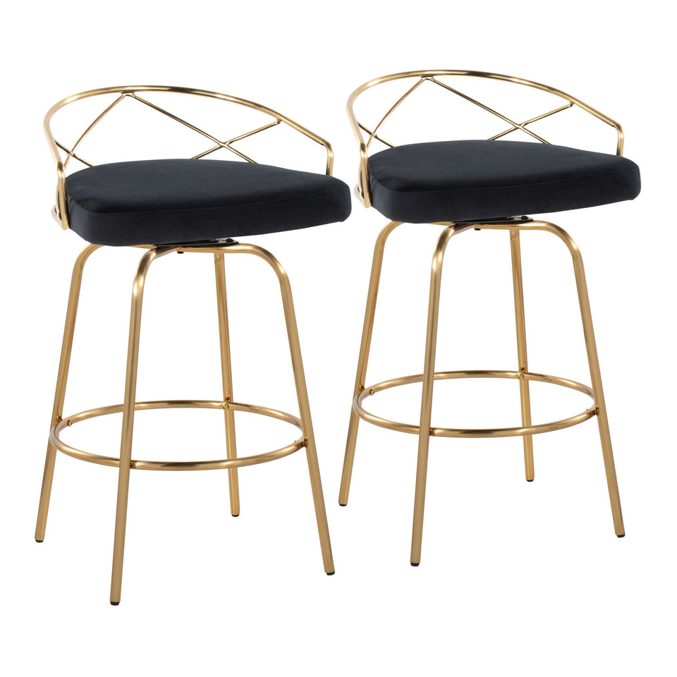Charlotte Glam 26" Fixed-Height Counter Stool - Set of 2