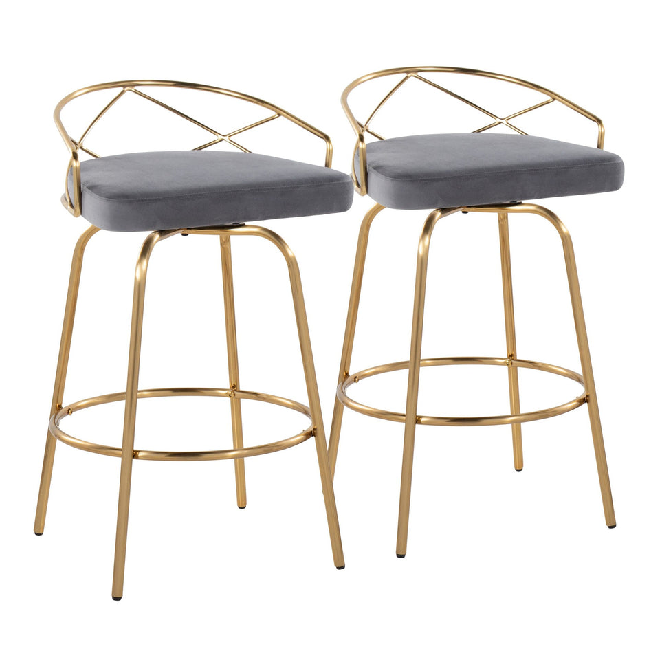 Charlotte Glam 26" Fixed-Height Counter Stool - Set of 2
