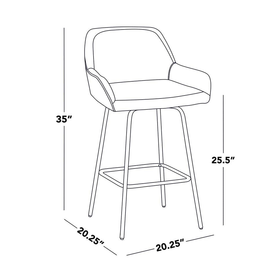 Daniella Upholstered 26" Fixed-Height Counter Stool - Set of 2