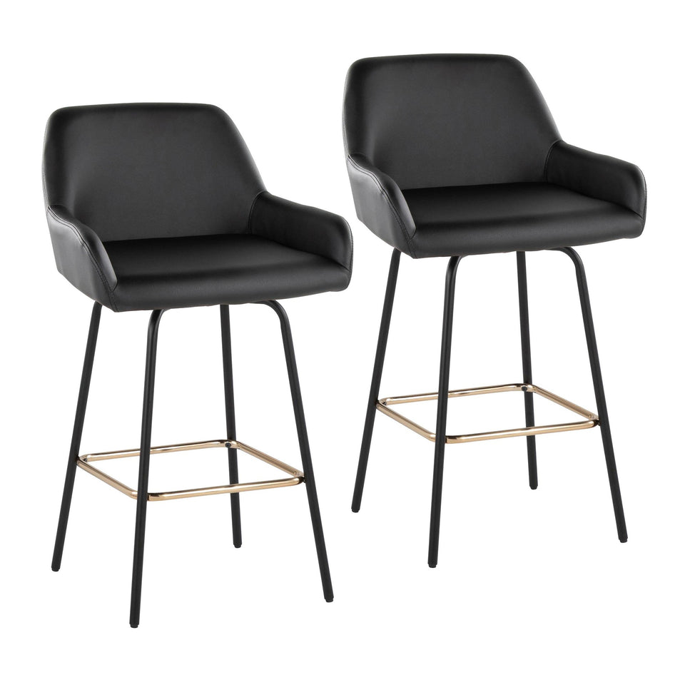 Daniella Upholstered 26" Fixed-Height Counter Stool - Set of 2