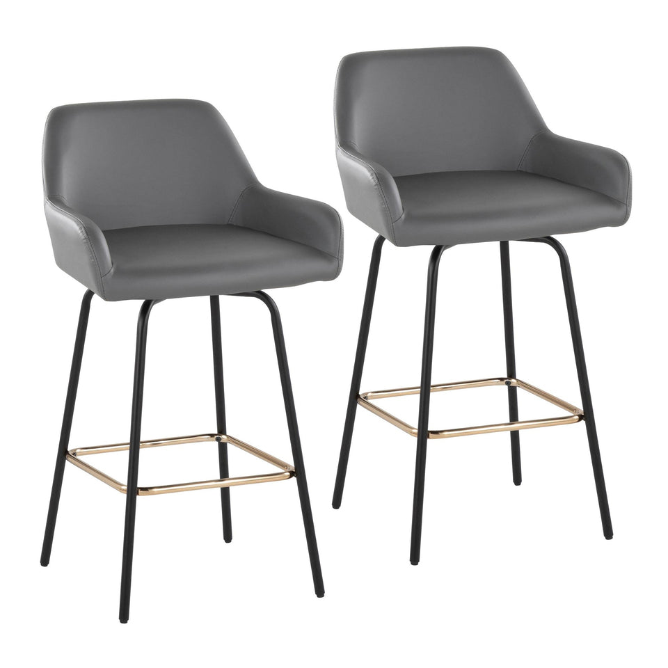 Daniella Upholstered 26" Fixed-Height Counter Stool - Set of 2