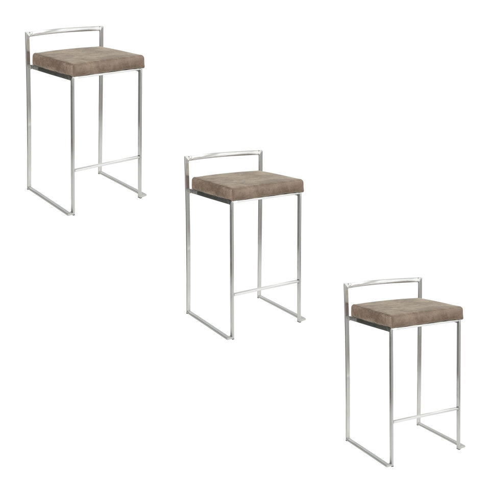 Fuji Stacker 26" Fixed-Height Counter Stool - Set of 3