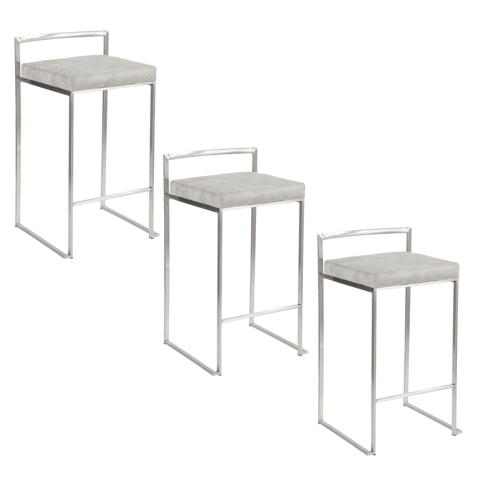 Fuji Stacker 26" Fixed-Height Counter Stool - Set of 3
