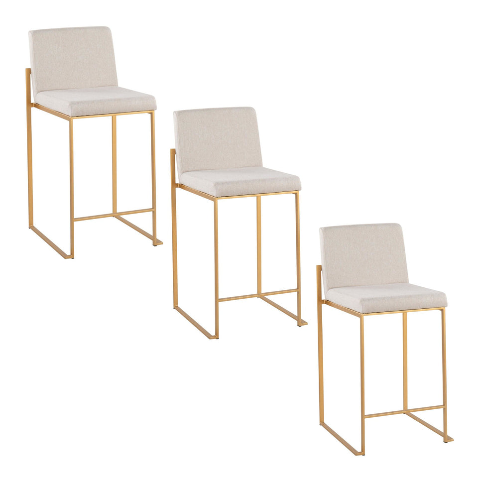 Fuji High Back 26" Fixed-Height Counter Stool - Set of 3