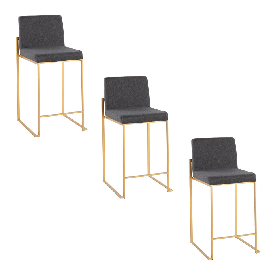 Fuji High Back 26" Fixed-Height Counter Stool - Set of 3