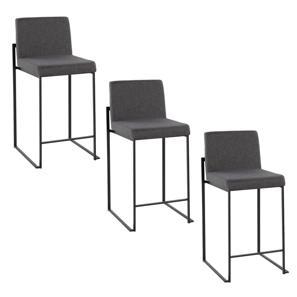 Fuji High Back 26" Fixed-Height Counter Stool - Set of 3