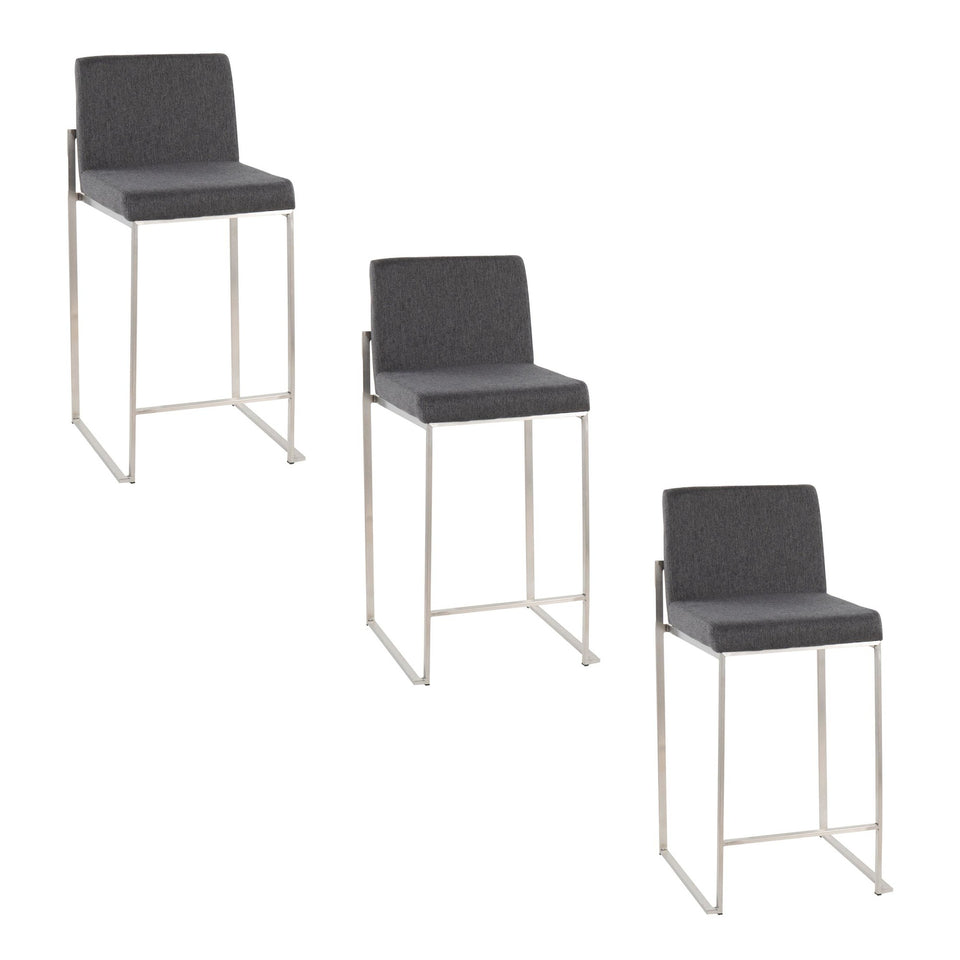 Fuji High Back 26" Fixed-Height Counter Stool - Set of 3