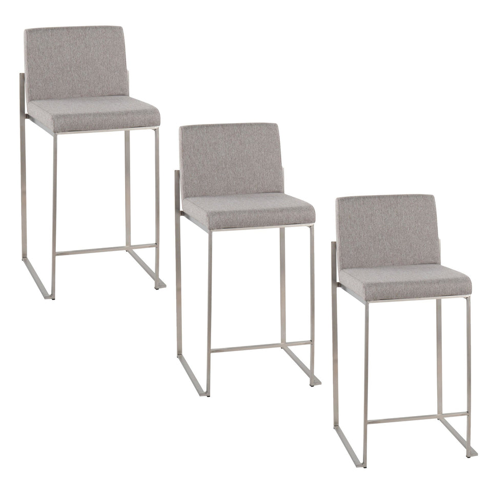 Fuji High Back 26" Fixed-Height Counter Stool - Set of 3