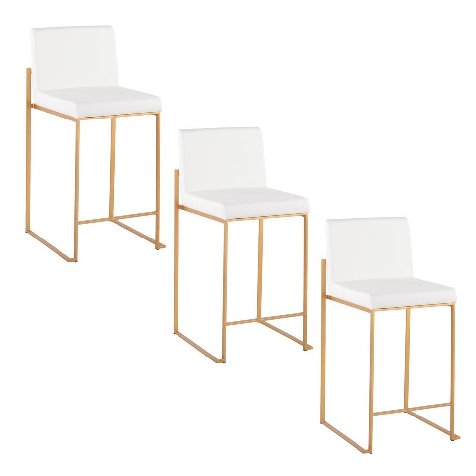 Fuji High Back 26" Fixed-Height Counter Stool - Set of 3