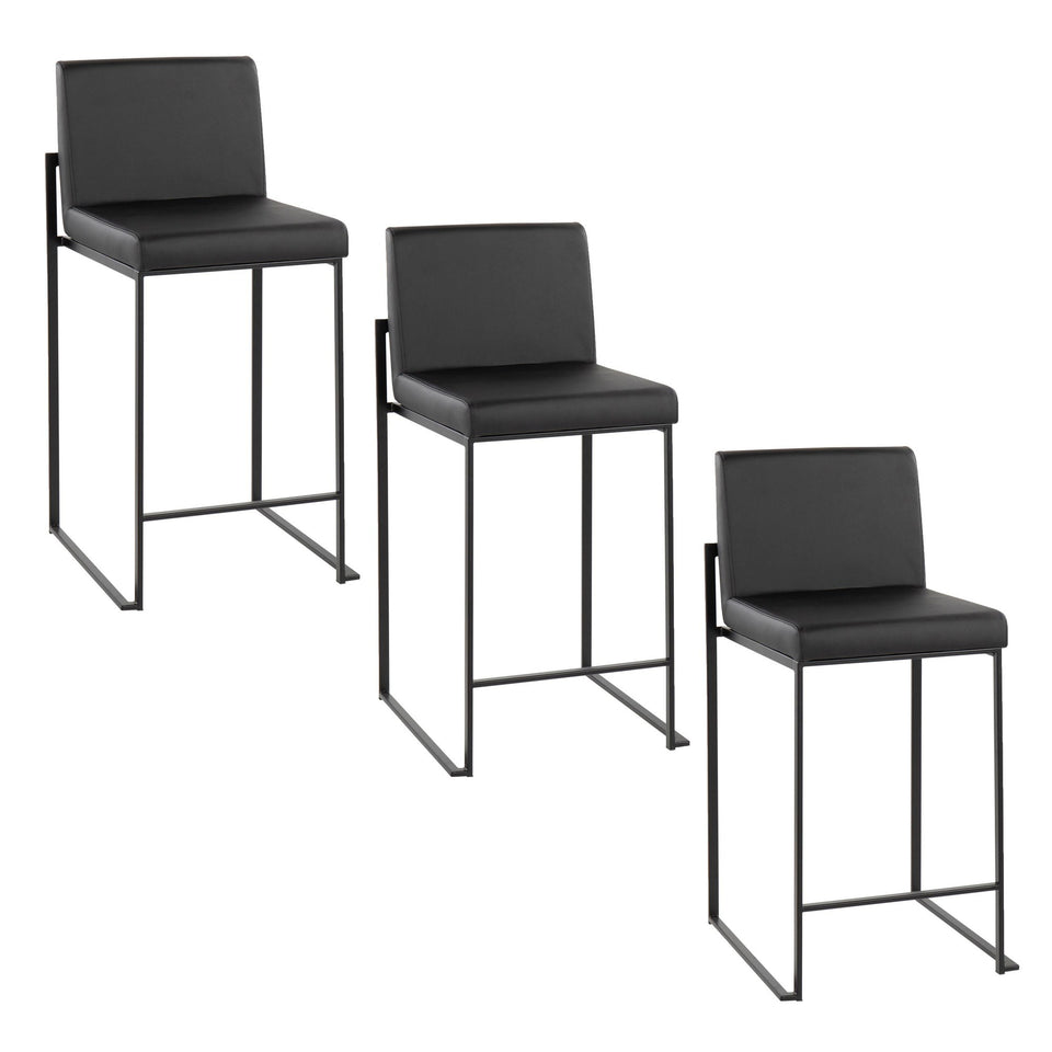 Fuji High Back 26" Fixed-Height Counter Stool - Set of 3