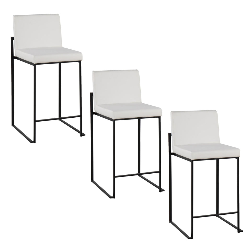 Fuji High Back 26" Fixed-Height Counter Stool - Set of 3