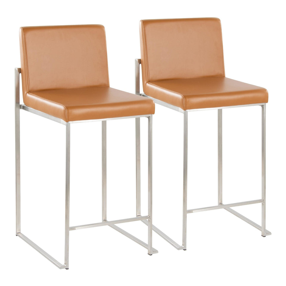Fuji High Back 26" Fixed-Height Counter Stool - Set of 2