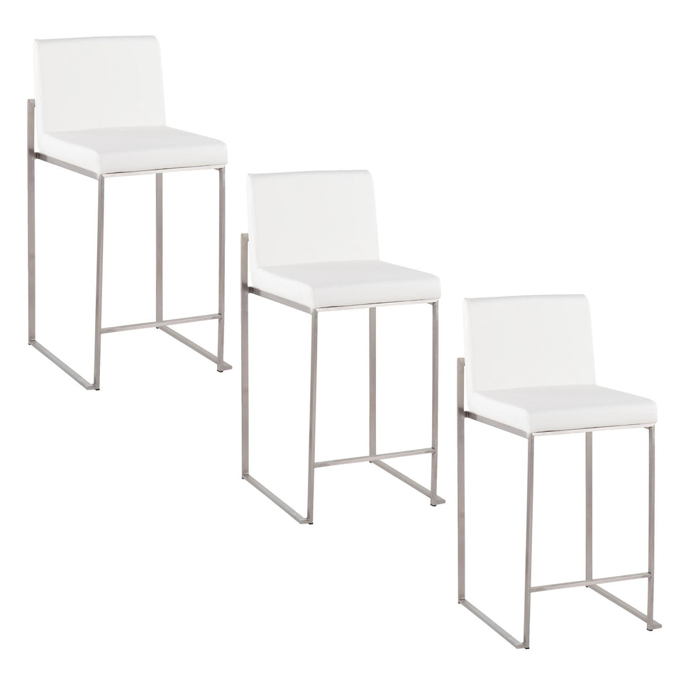 Fuji High Back 26" Fixed-Height Counter Stool - Set of 3