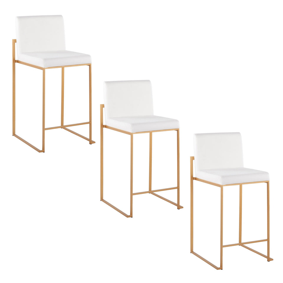 Fuji High Back 26" Fixed-Height Counter Stool - Set of 3