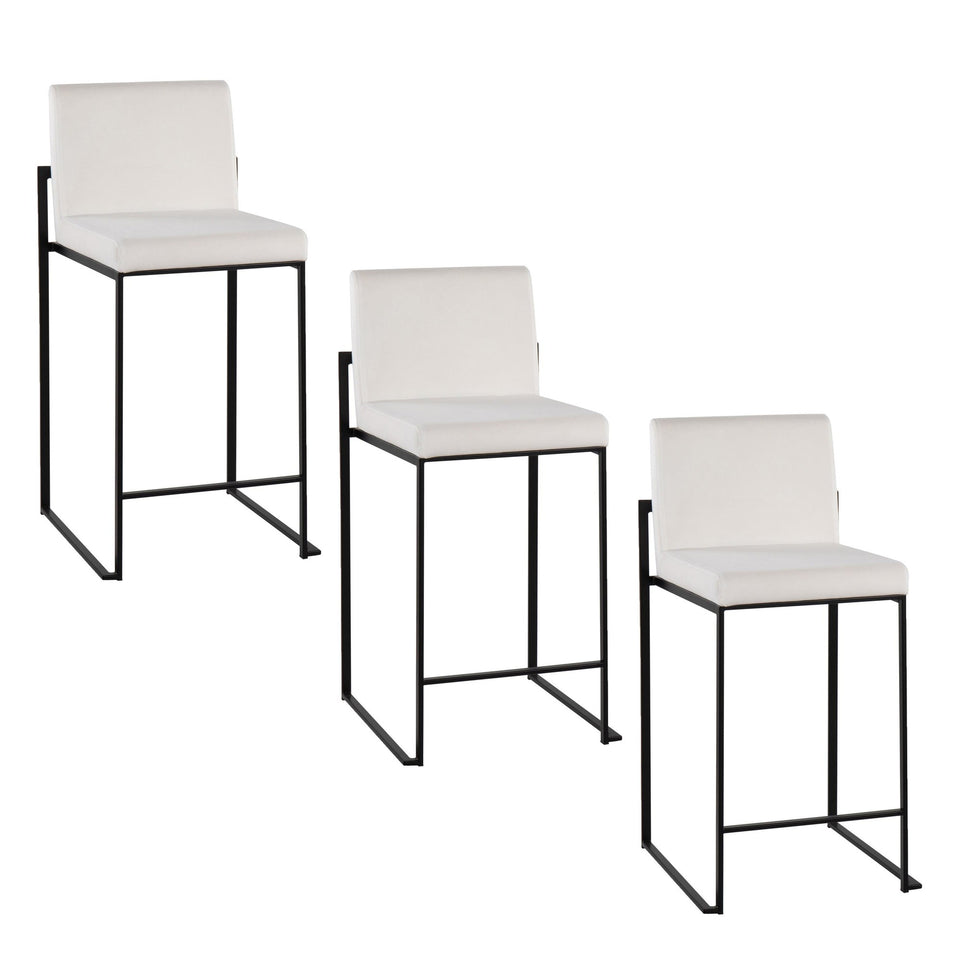 Fuji High Back 26" Fixed-Height Counter Stool - Set of 3