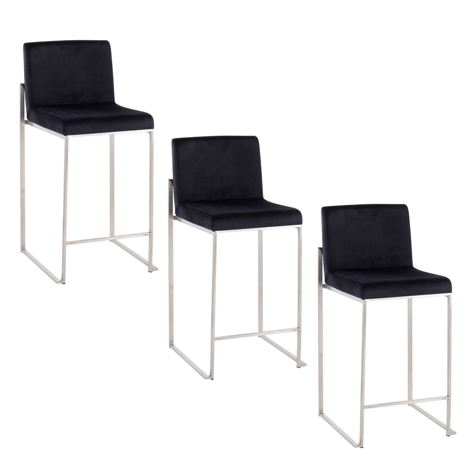 Fuji High Back 26" Fixed-Height Counter Stool - Set of 3