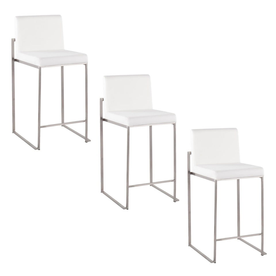 Fuji High Back 26" Fixed-Height Counter Stool - Set of 3
